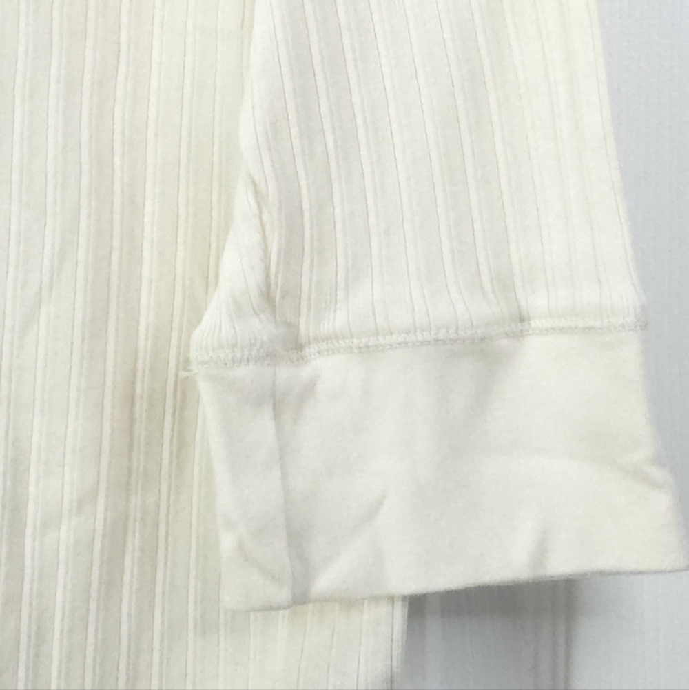 Lauren Ralph Lauren Ivory Ribbed Lace-Up Henley Top XL 100% Cotton - Picture 7 of 10
